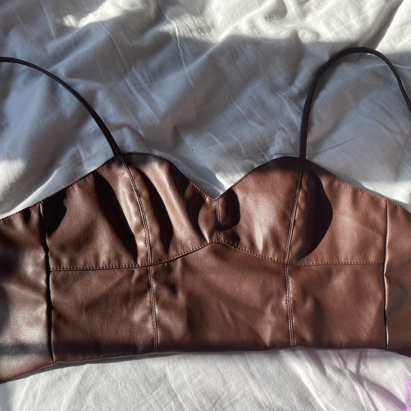 Brown Leather Shirt (Forever 21) - Picture 8 of 9